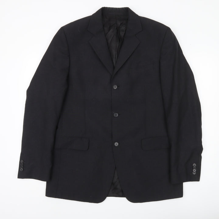 Mexx Mens Black Wool Blend Blazer Jacket UK 40R Classic Fit
