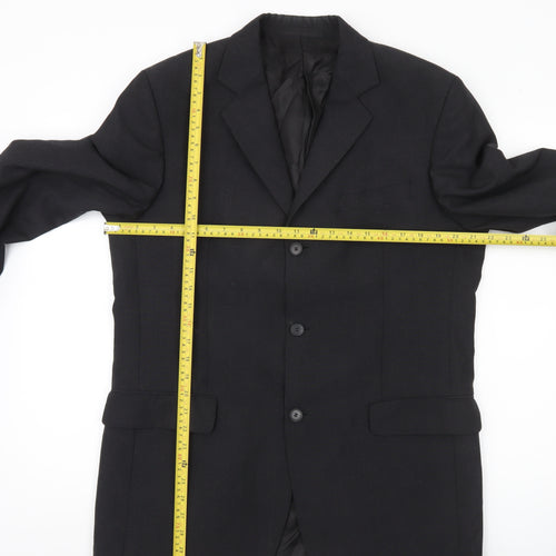 Mexx Mens Black Wool Blend Blazer Jacket UK 40R Classic Fit