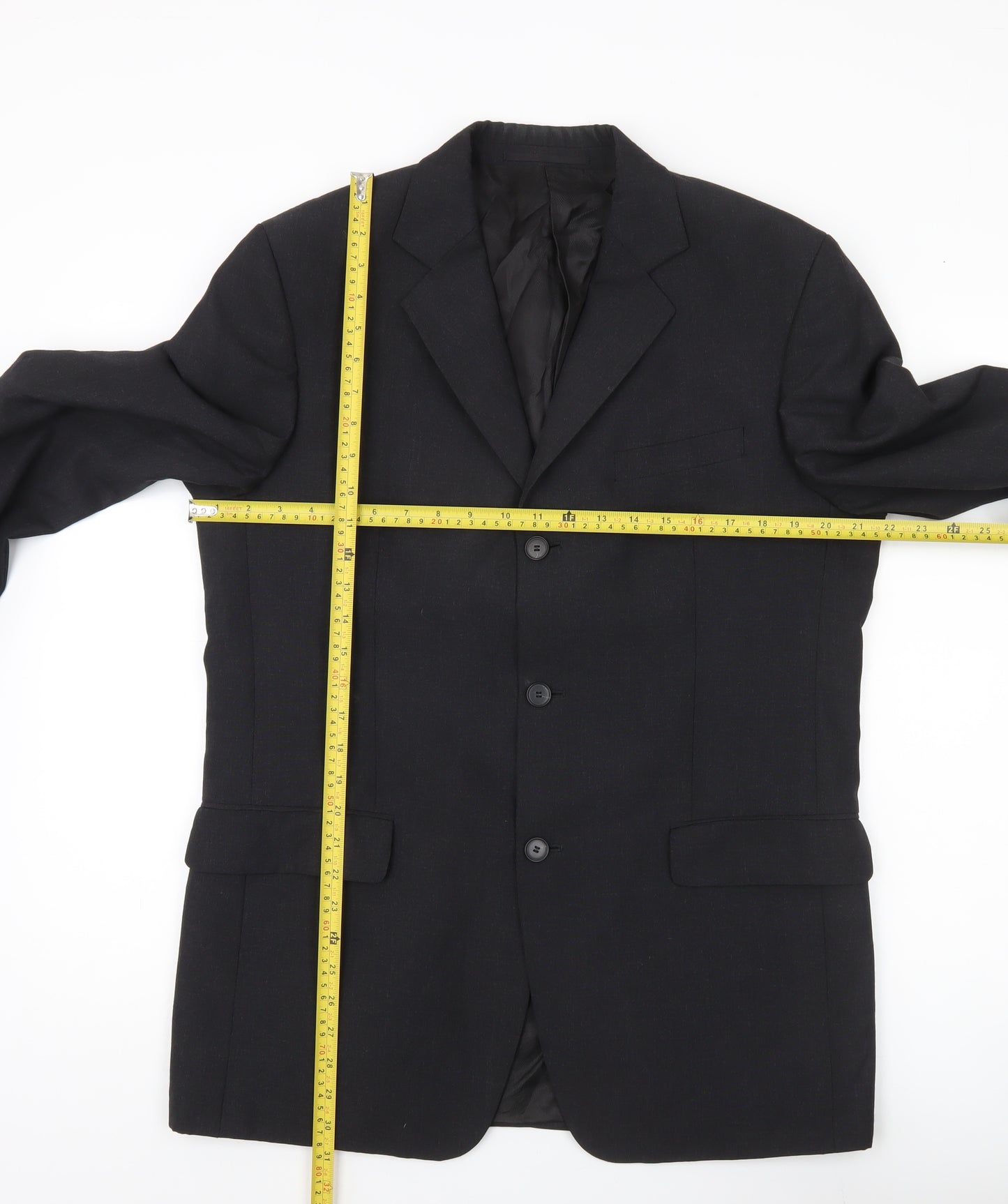 Mexx Mens Black Wool Blend Blazer Jacket UK 40R Classic Fit