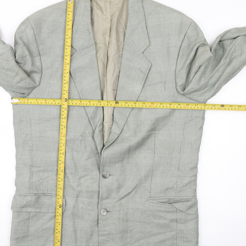 Principles Men Grey Linen Blend Blazer Jacket 40L Classic Check