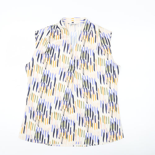 Simon Jersey Womens Multicoloured V-Neck Sleeveless Blouse Size 12
