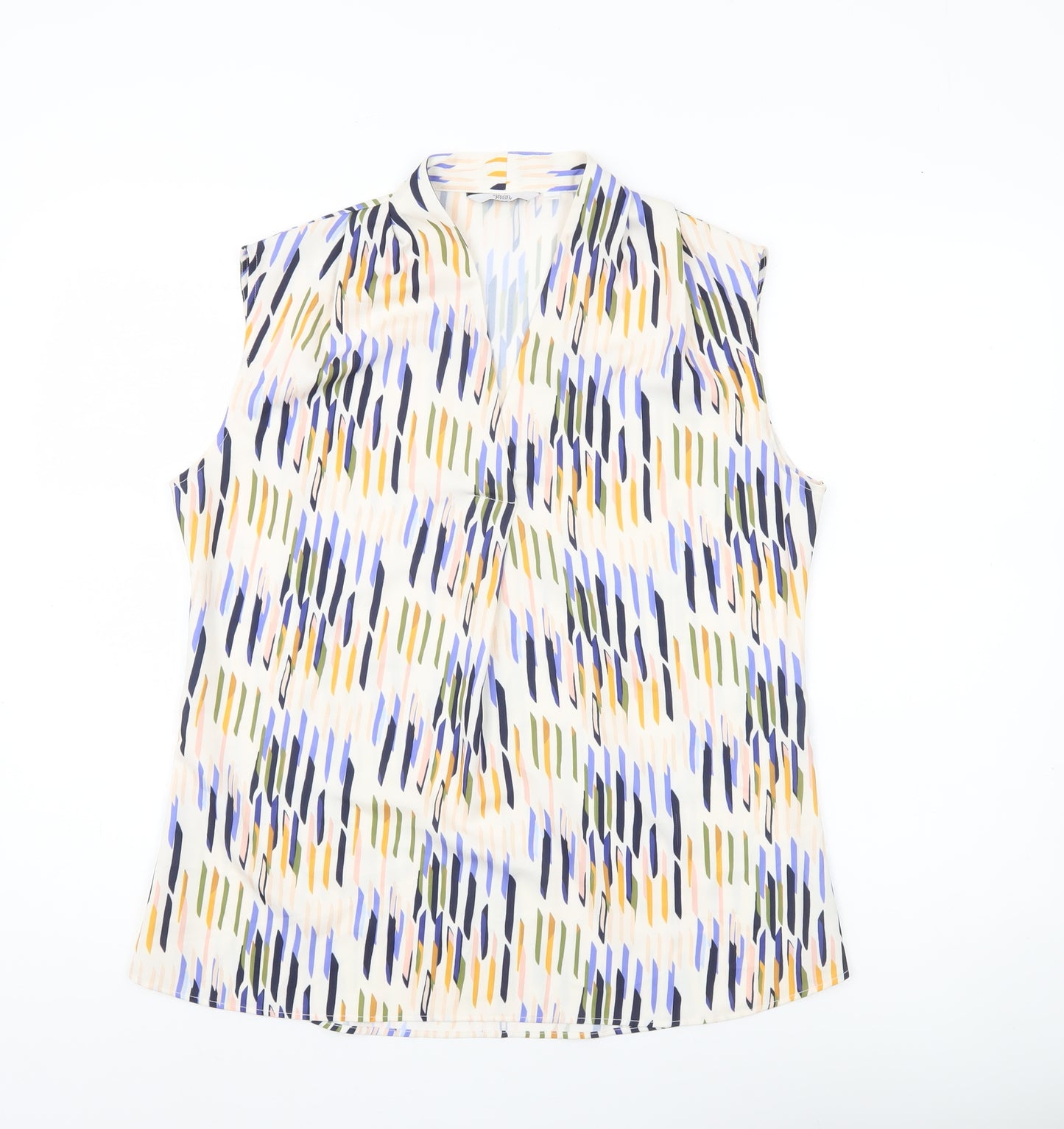 Simon Jersey Womens Multicoloured V-Neck Sleeveless Blouse Size 12
