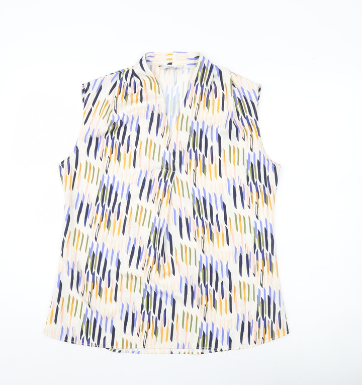 Simon Jersey Womens Multicoloured V-Neck Sleeveless Blouse Size 12