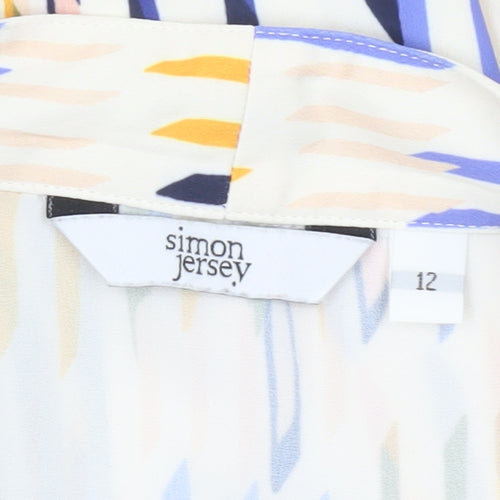 Simon Jersey Womens Multicoloured V-Neck Sleeveless Blouse Size 12