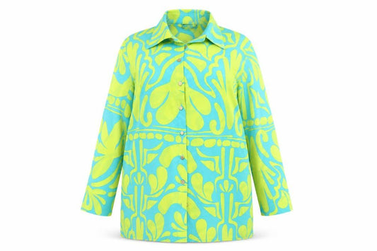 Front view of PRETTYLITTLETHING Women's Multicoloured Button-Up Tunic Shirt UK 10