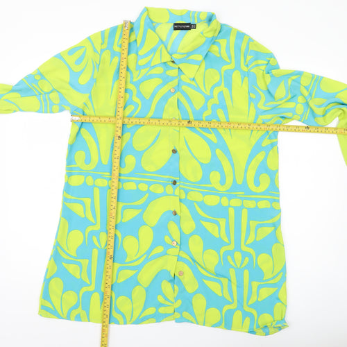 PrettyLittleThing Women's Multicoloured Button-Up Tunic Shirt UK 10