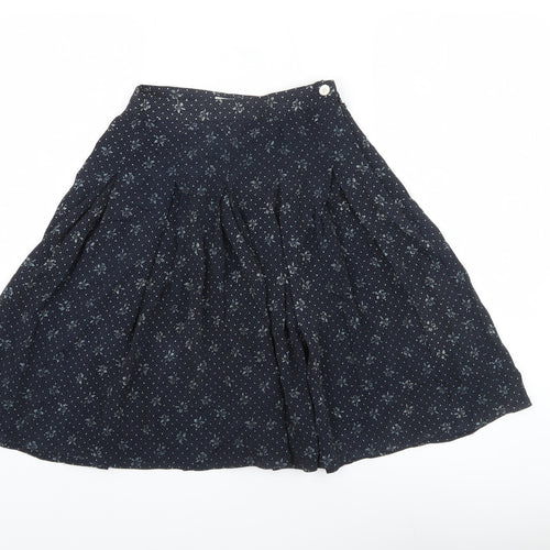 Jaeger Women’s Blue Floral Silk A-Line Knee Length Skirt Size 10