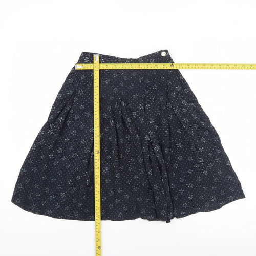 Jaeger Women’s Blue Floral Silk A-Line Knee Length Skirt Size 10