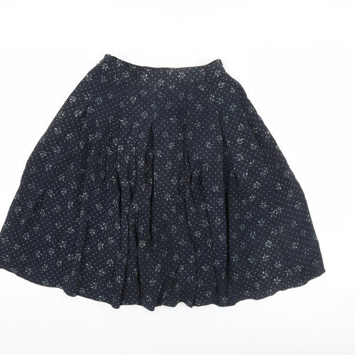 Jaeger Women’s Blue Floral Silk A-Line Knee Length Skirt Size 10