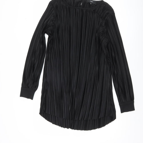 Next Women’s Black Pleated Tunic Blouse Size 10 Long Sleeve