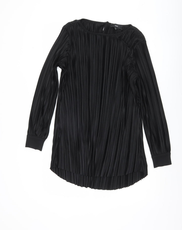 Next Women’s Black Pleated Tunic Blouse Size 10 Long Sleeve