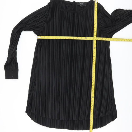 Next Women’s Black Pleated Tunic Blouse Size 10 Long Sleeve