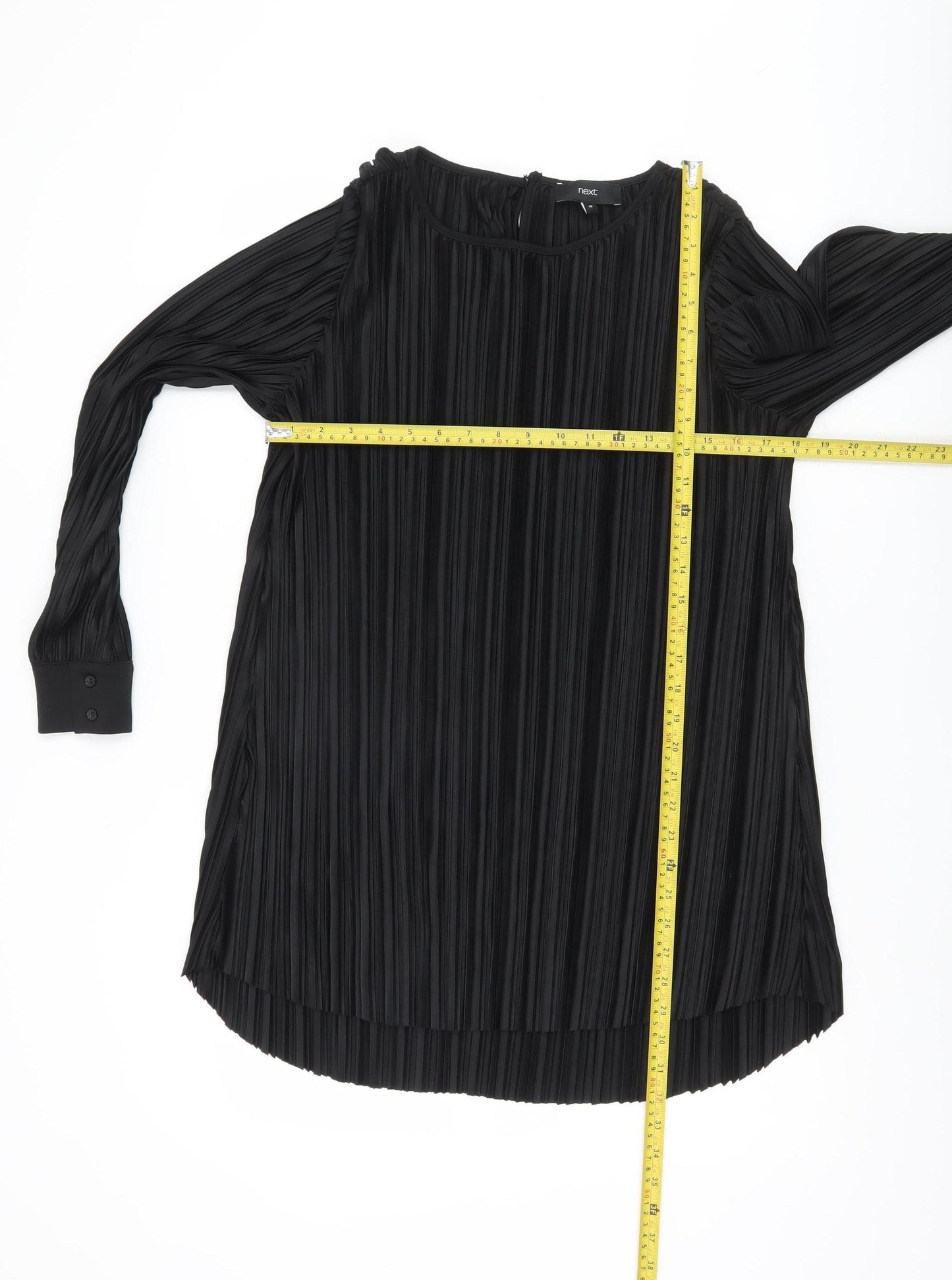 Next Women’s Black Pleated Tunic Blouse Size 10 Long Sleeve