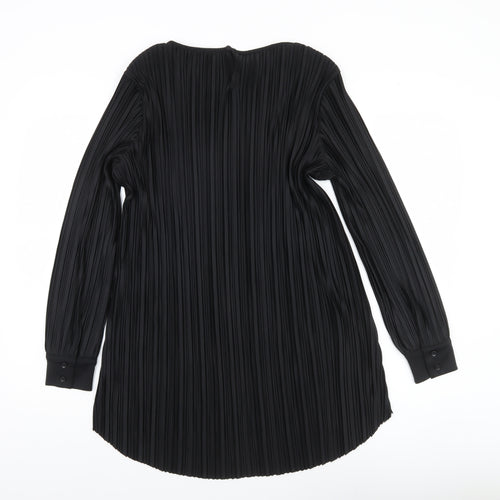 Next Women’s Black Pleated Tunic Blouse Size 10 Long Sleeve