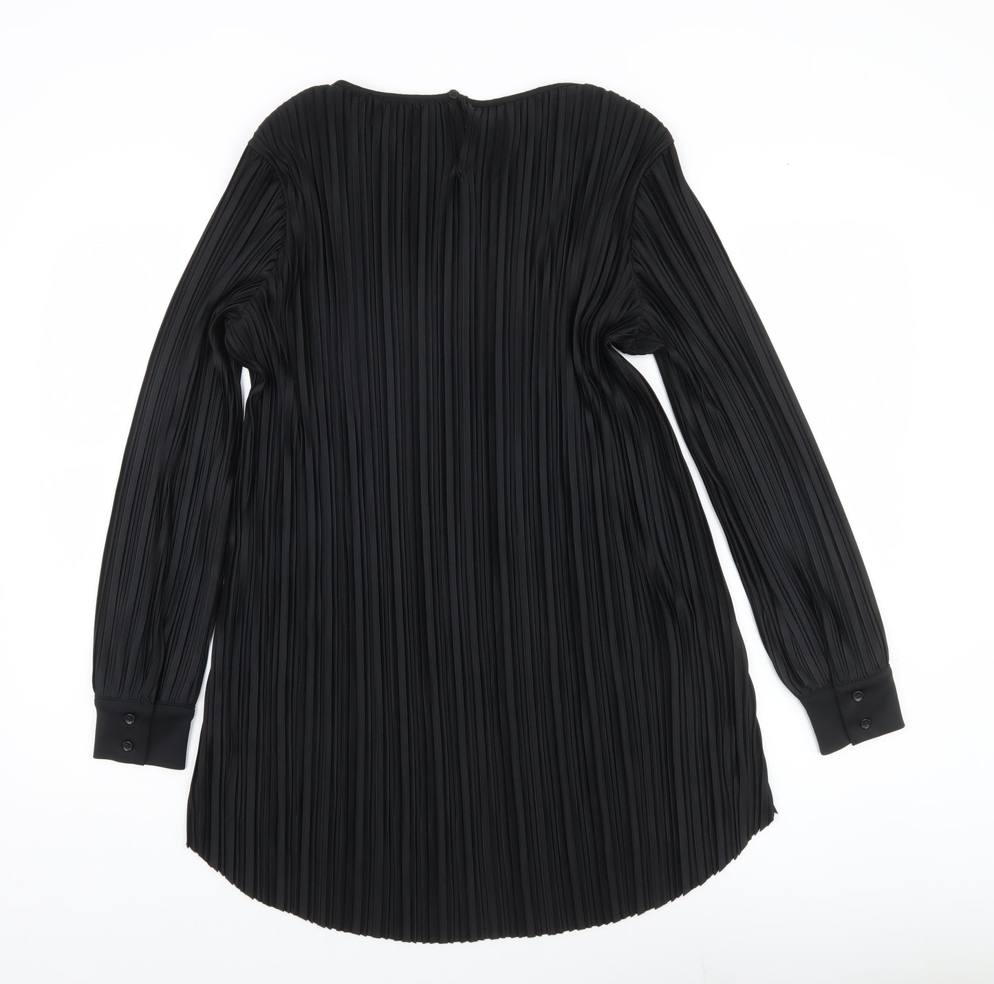 Next Women’s Black Pleated Tunic Blouse Size 10 Long Sleeve