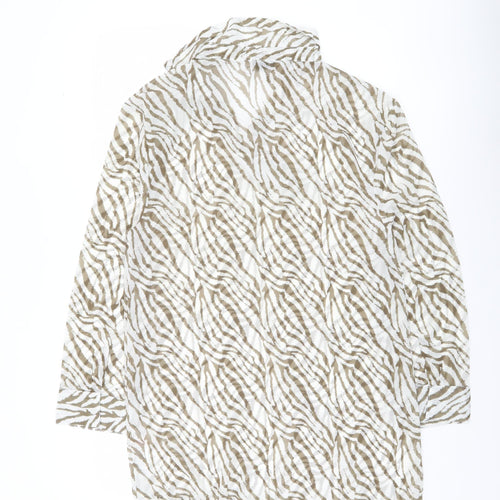 Boohoo Women’s Beige Zebra Animal Print Long Sleeve Blouse Size S