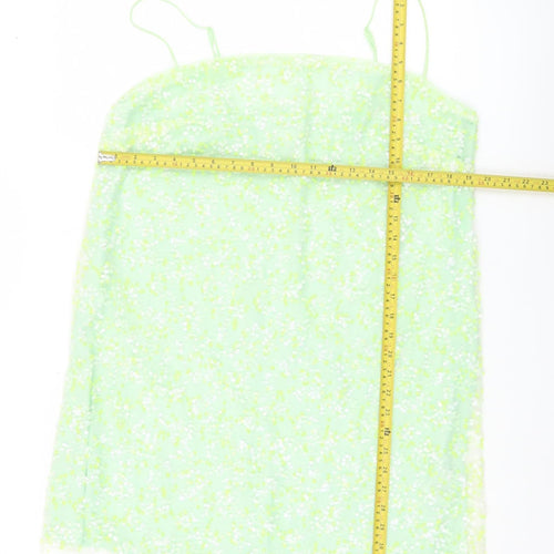 H&M Women’s Green Floral Slip Mini Dress Size 14 Summer Casual