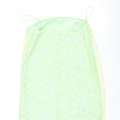 H&M Women’s Green Floral Slip Mini Dress Size 14 Summer Casual