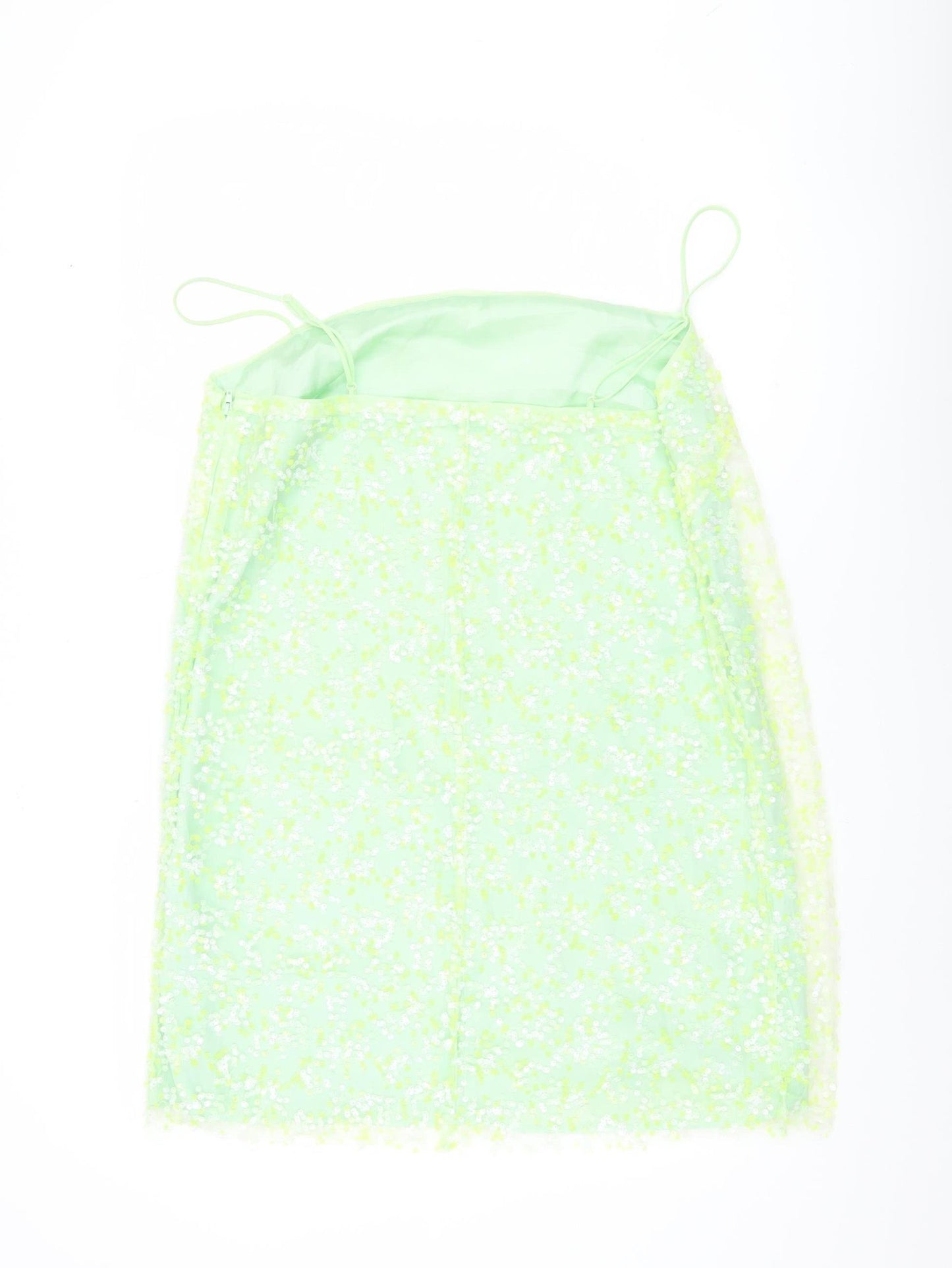 H&M Women’s Green Floral Slip Mini Dress Size 14 Summer Casual