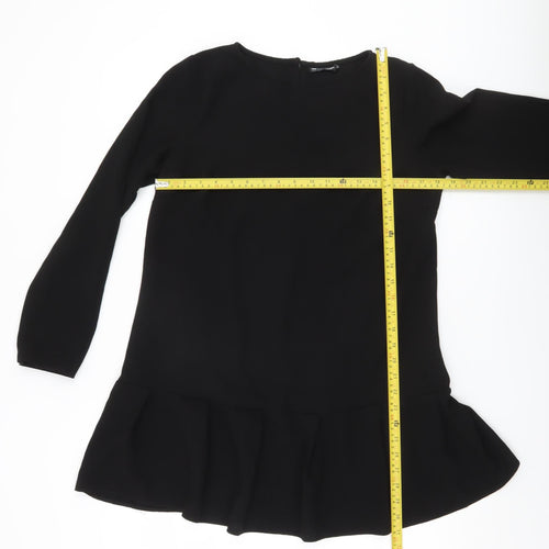 ASOS DESIGN Women’s Black Shift Dress Size S Long Sleeve Crew Neck