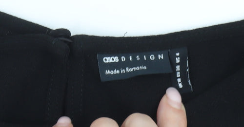 ASOS DESIGN Women’s Black Shift Dress Size S Long Sleeve Crew Neck