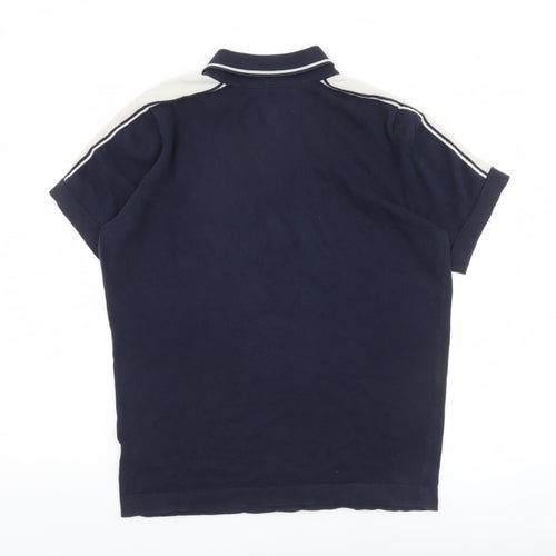 Jasper Conran Men’s Blue Cotton Polo Shirt S Short Sleeve Zip