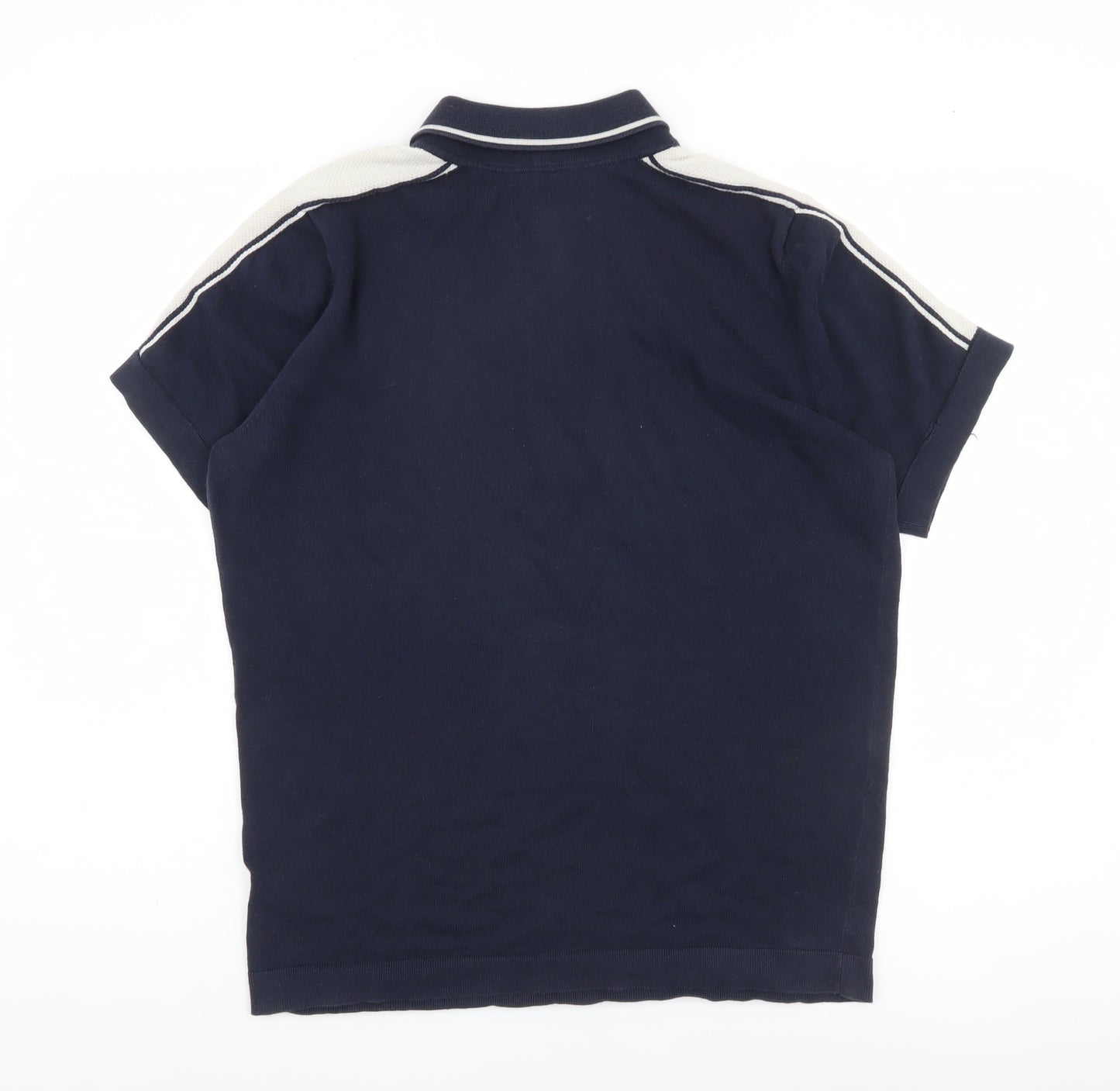 Jasper Conran Men’s Blue Cotton Polo Shirt S Short Sleeve Zip