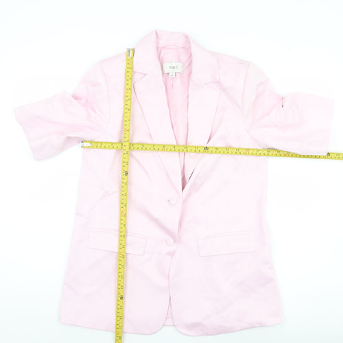 Marks and Spencer Women Pink Linen Blend Blazer Jacket Size 10