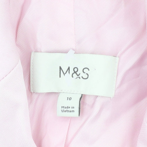 Marks and Spencer Women Pink Linen Blend Blazer Jacket Size 10