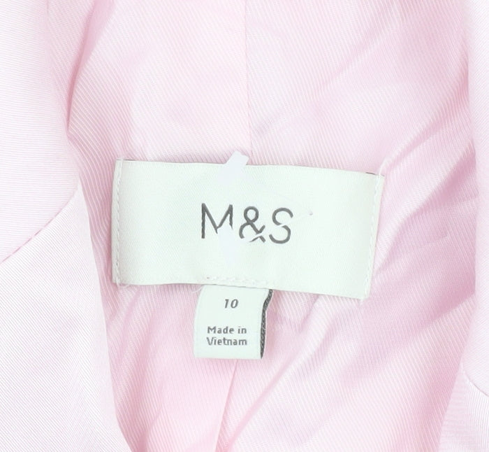 Marks and Spencer Women Pink Linen Blend Blazer Jacket Size 10