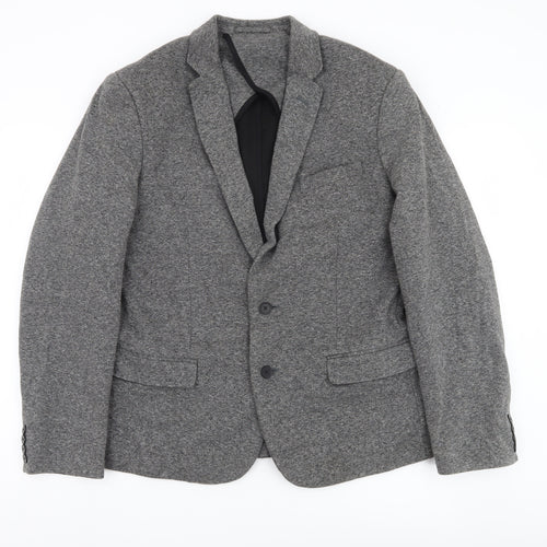 New Look Men Grey Blazer Jacket 42R Regular Fit Notch Lapel