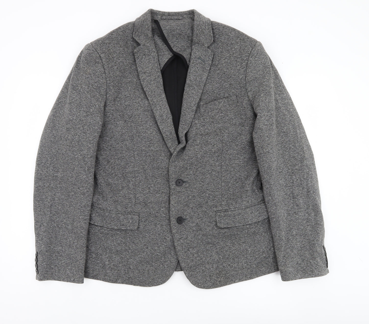 New Look Men Grey Blazer Jacket 42R Regular Fit Notch Lapel