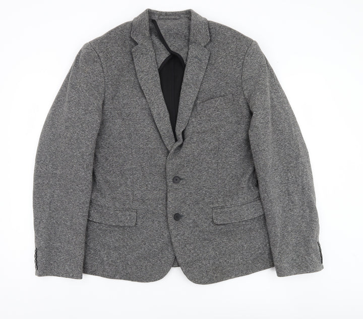 New Look Men Grey Blazer Jacket 42R Regular Fit Notch Lapel