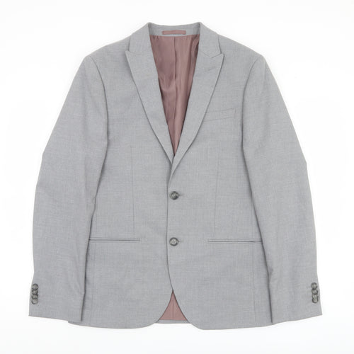 River Island Men's Grey Slim Fit Blazer Jacket 38R Classic Formal