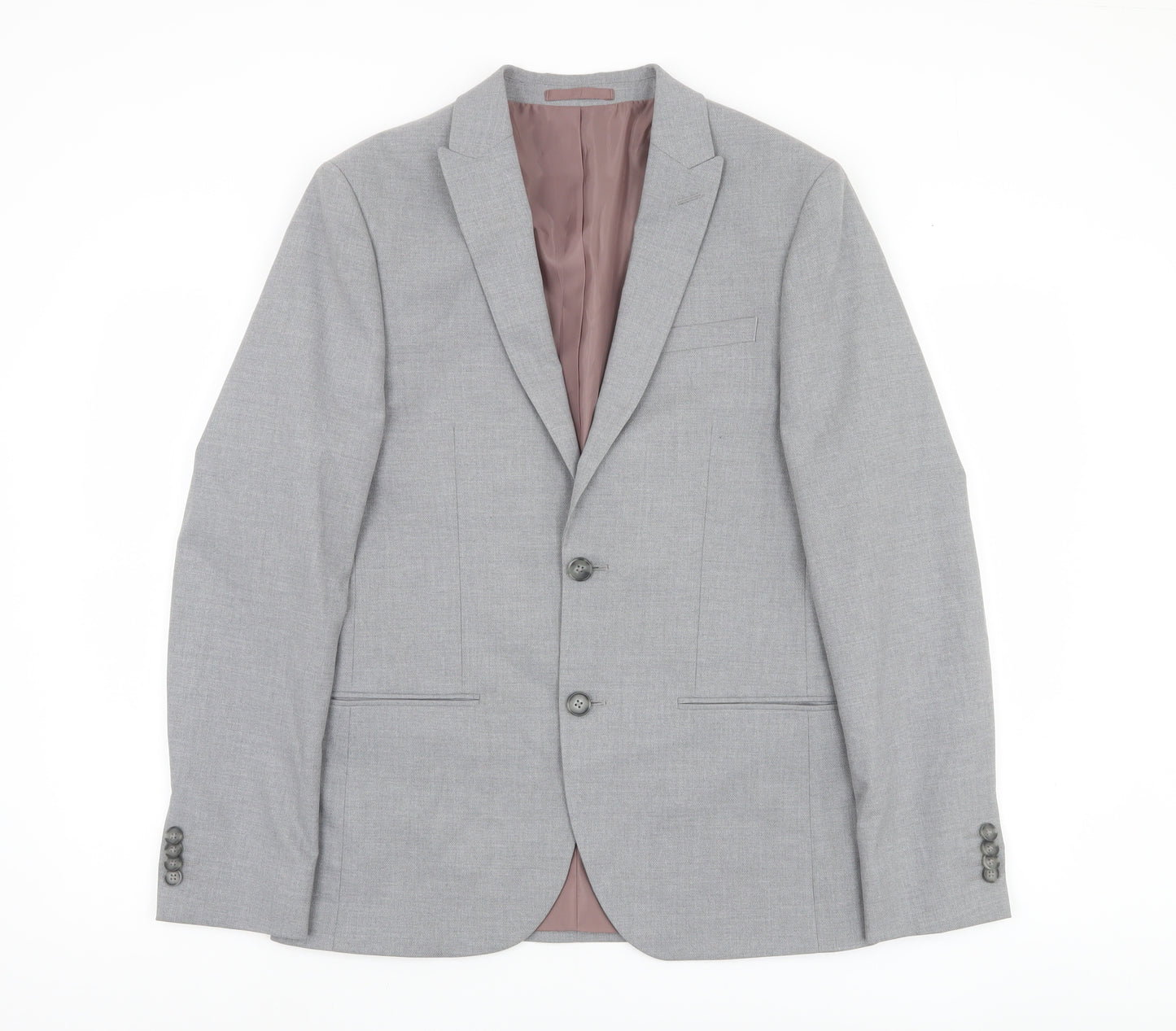 River Island Men's Grey Slim Fit Blazer Jacket 38R Classic Formal