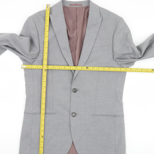 River Island Men's Grey Slim Fit Blazer Jacket 38R Classic Formal