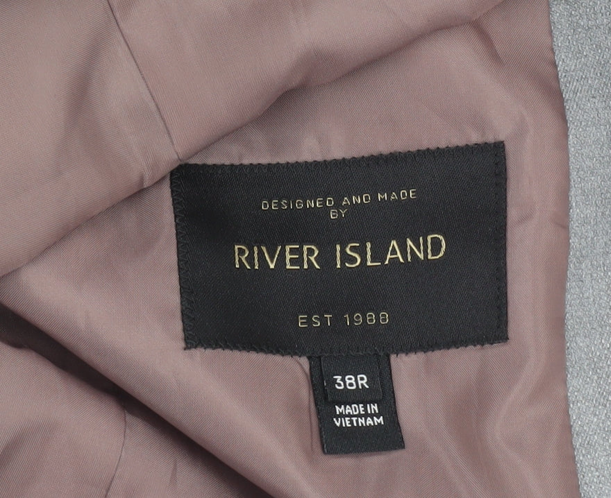 River Island Men's Grey Slim Fit Blazer Jacket 38R Classic Formal