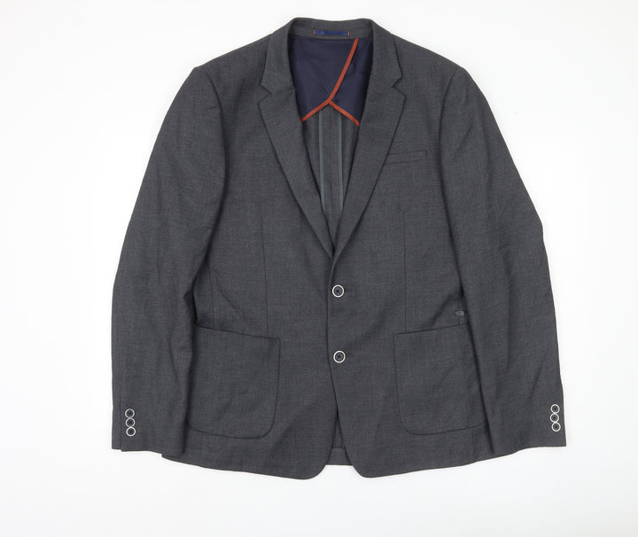 River Island Men’s Grey Blazer Jacket UK 42 Regular Fit Formal