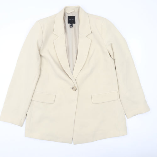 New Look Women Beige Blazer UK 10 Regular Fit Single Breasted