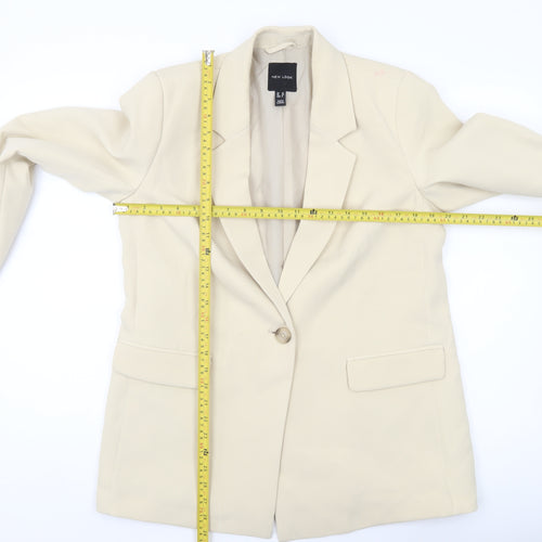 New Look Women Beige Blazer UK 10 Regular Fit Single Breasted