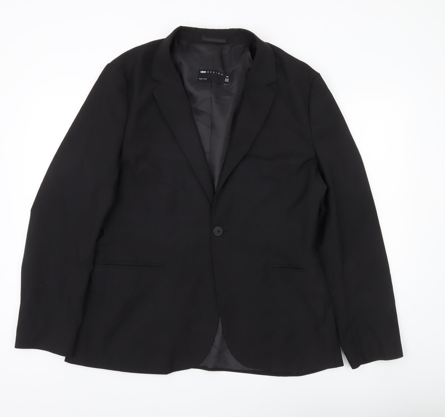 ASOS Design Men's Black 44R Blazer Jacket Regular Fit One Button