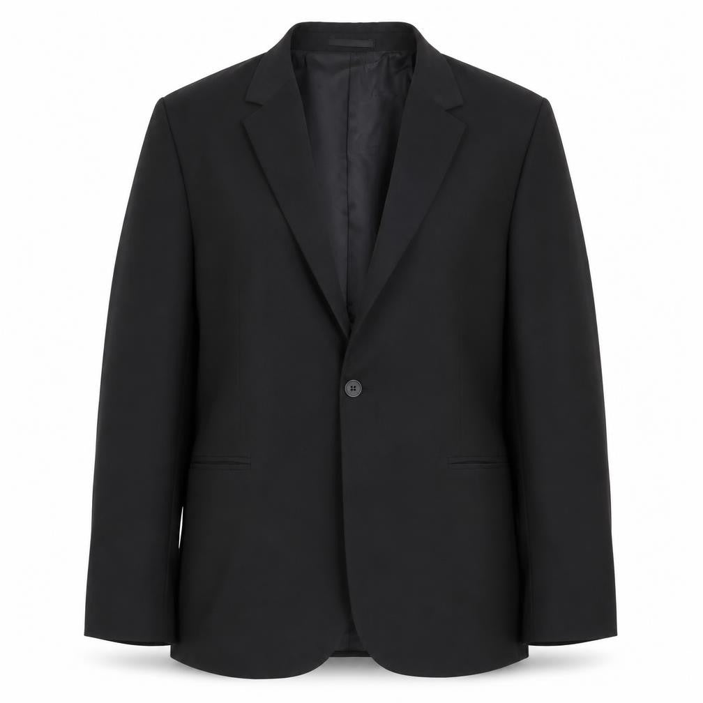 Front view of ASOS Design Men's Black 44R Blazer Jacket Regular Fit One Button