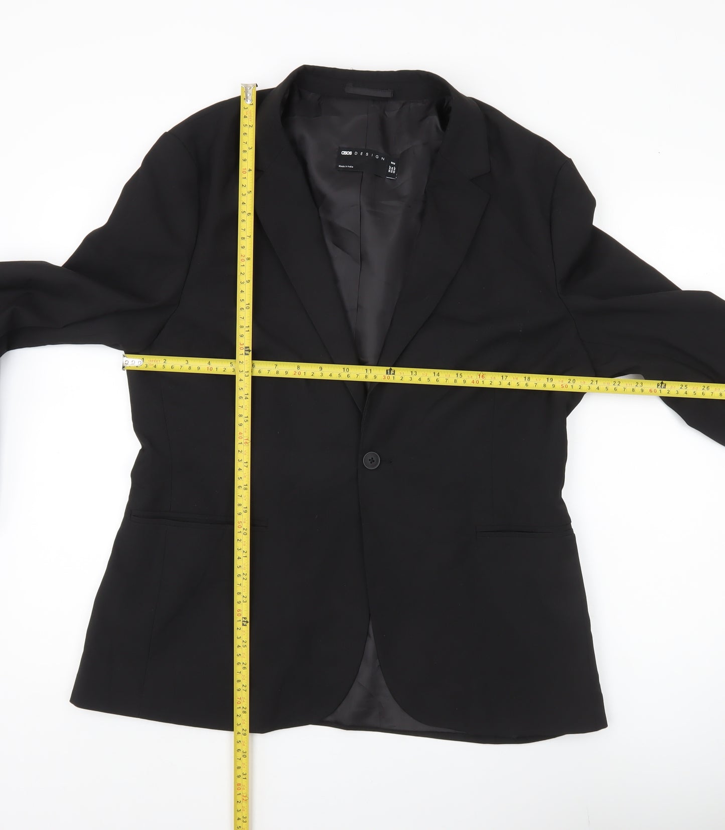 ASOS Design Men's Black 44R Blazer Jacket Regular Fit One Button