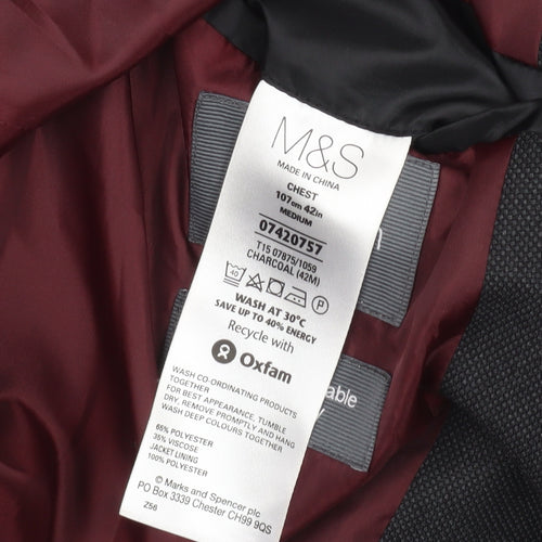 Marks and Spencer Men's Grey 42 Chest Regular Fit Blazer Jacket