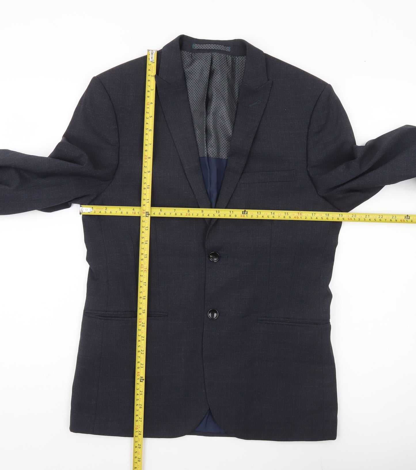 Marks and Spencer Men’s Grey Wool Blend Suit Jacket 38 Chest