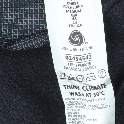 Marks and Spencer Men’s Grey Wool Blend Suit Jacket 38 Chest