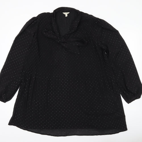 Monsoon Women’s Black Polka Dot Tunic Blouse Size L Long Sleeve