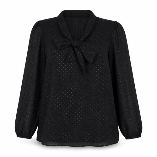 Monsoon Women’s Black Polka Dot Tunic Blouse Size L Long Sleeve