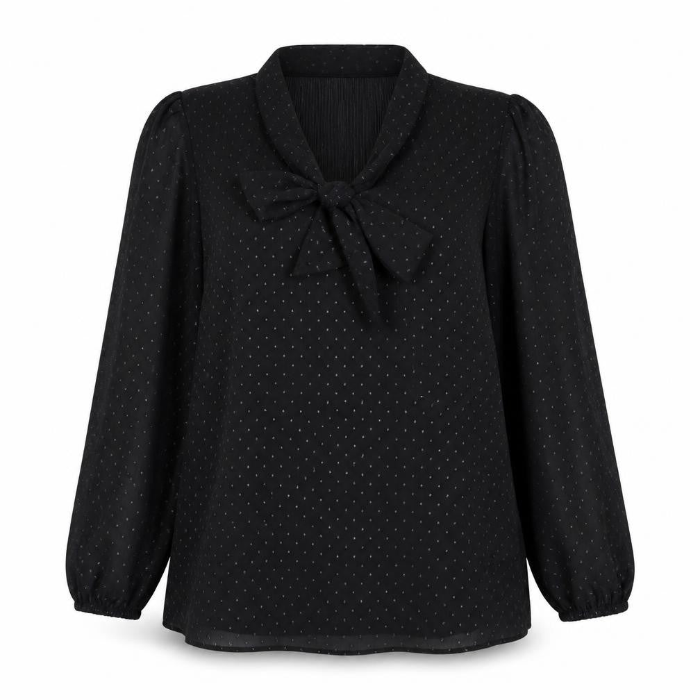 Monsoon Women’s Black Polka Dot Tunic Blouse Size L Long Sleeve