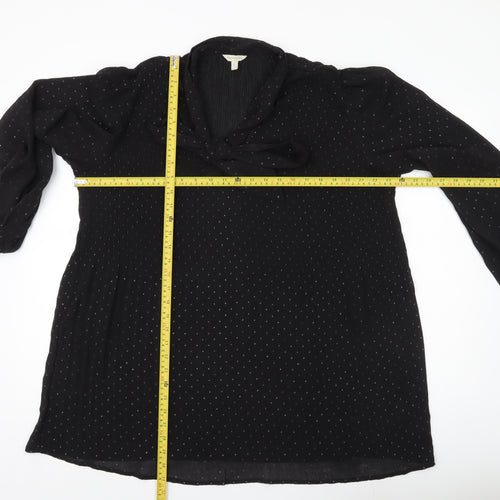 Monsoon Women’s Black Polka Dot Tunic Blouse Size L Long Sleeve